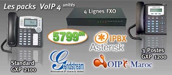 Pack GrandStream 1 standard de 4 lignes et 4 postes extensible a 30 postes GS4/4