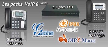 Pack GrandStream 1 standard de 4 lignes et 8 postes extensible a 30 postes GS4/4