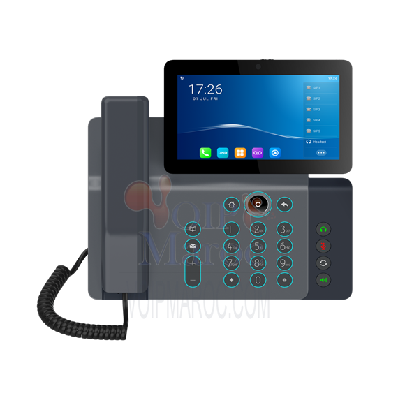 Téléphone vidéo IP Haut Gamme Ecran Tactile 7" 20 Lignes SIP Bluetooth Intégré 116 touches programmables V67