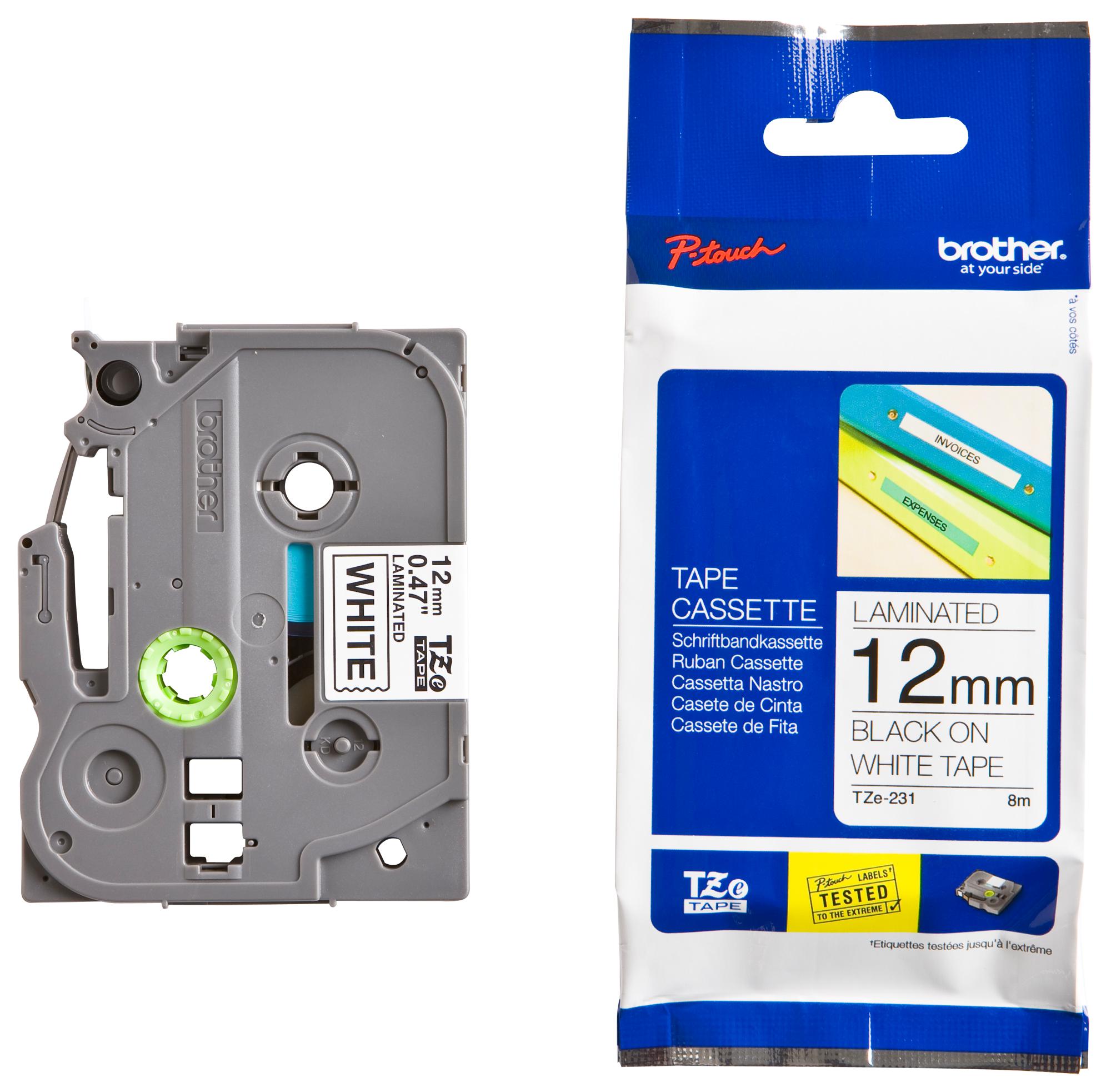 Ruban étiqueteuse P-TOUCH 12mm Blanc TZE-231