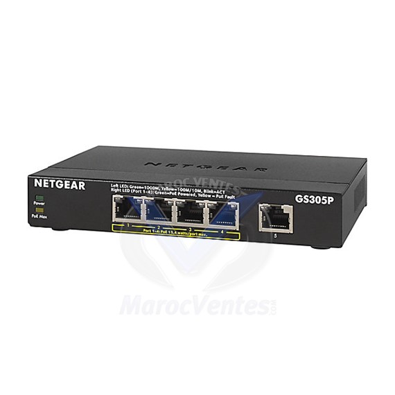 Switch 100PES  5 Ports 10/100/1000 RJ45 dont 4 ports POE GS305P