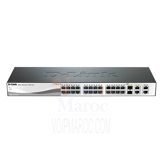 Smart Switch 24 Ports 10/100Mbps PoE 02 Ports Gigabit + 02Ports SFP Rackable boitier méttalique DES-1210-28P