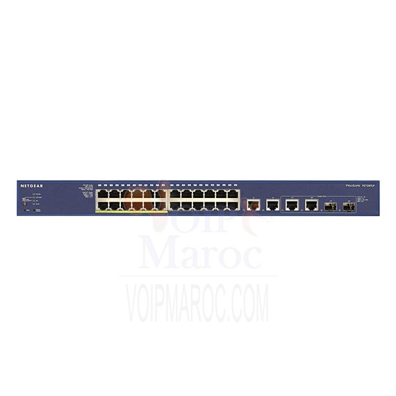 Smart Switch ProSafe 24 ports 10/100 Mbps (12ports PoE) 2 ports cuivre et 2 slots pour module SFP FS728TLP
