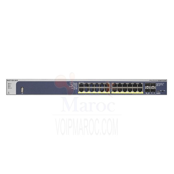 Switch Prosafe Manageable 24 Ports Gigabit 24 PoE+ 380W / 720W 4 x SFP Niveau 2+ Rackable GSM7224P