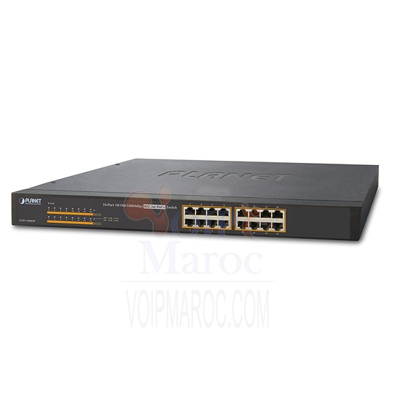 Switch PoE+ Ethernet 16-Port 10/100/1000Mbps 802.3at PoE+ Ethernet GSW-1600HP