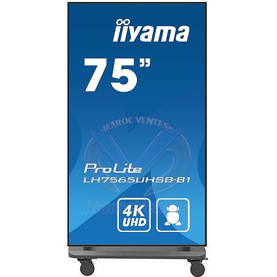 TOTEM AFFICHAGE DYNAMIQUE 75" 4K UHD AVEC ROULETTES 24/7 LH7565UHSB AVEC ROULETTES