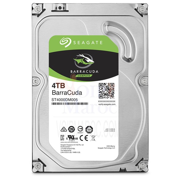 Disque dur interne 3.5" 4 To 5900 RPM 64 Mo Serial ATA 6 Gb/s ST4000DM005