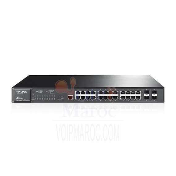 Switch JetStream™ administrable niveau 2+ - 24 ports Gigabit PoE avec 4 emplacements combinés SFP T2600G-28MPS