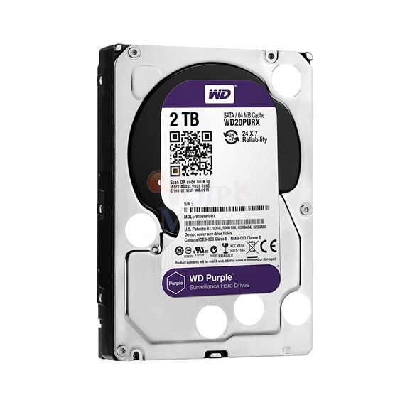 Disque dur interne 2 To 3.5" SATA 6Gb/s 5400 tours/min 64 Mo WD20PURZ