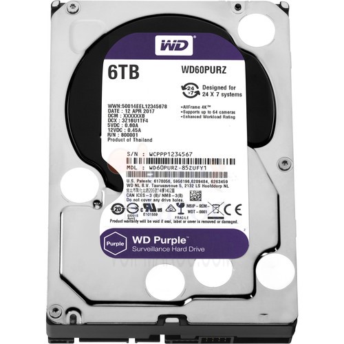 Disque dur de surveillance interne 3,5" SATA III 6TB Purple 5400 rpm WD60PURZ