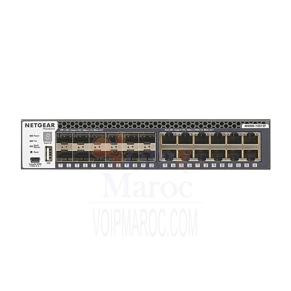 Switch manageable et stackable 24 x 10 Gigabit demi-largeur avec 12 x 10 Gigabit cuivre et 12 x SFP+ Niveau 3 XSM4324S