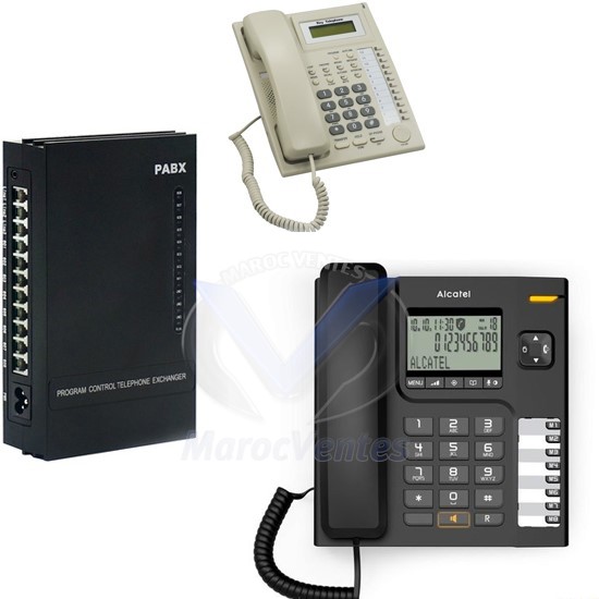 Autocommutateur 3 Lignes RTC + 1 Key Téléphone + 3 Alcatel T76CE Pack-Panafone-MK308