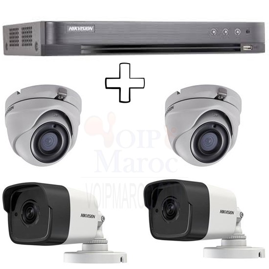 1 DVR TURBO HD 3.0  4 Entrées + 2 CAMERAS DOME TURBO HD 3MP + 2 CAMERAS 3MP EXIR Bullet PACK-4-HD