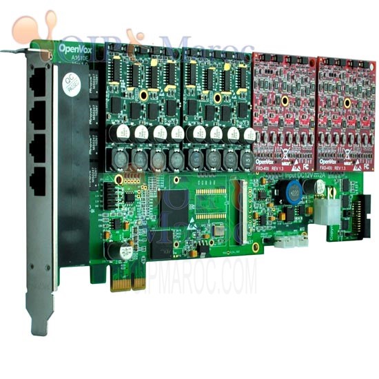 Carte Analogique PCI-E 16 Port FXO/FXS A1610E