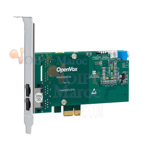 Carte T1/E1/J1 PRI 2 Port PCI-E (Version avancée, Bas Profil) D230