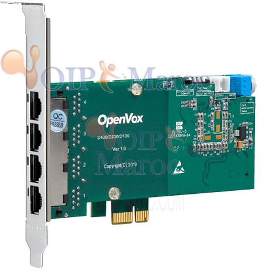 Carte T1/E1/J1 PRI 4 Port PCI-E (Version avancée, Bas Profil) D430