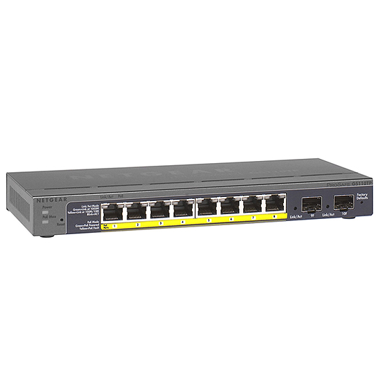 Smart Switch Prosafe Web Mangeable 8 ports Gogabit dont 8 ports PoE - 2 x SFP - Niveau 2 GS110TP