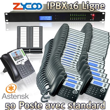 IPBX Asterisk a 16 Lignes avec 50 Postes