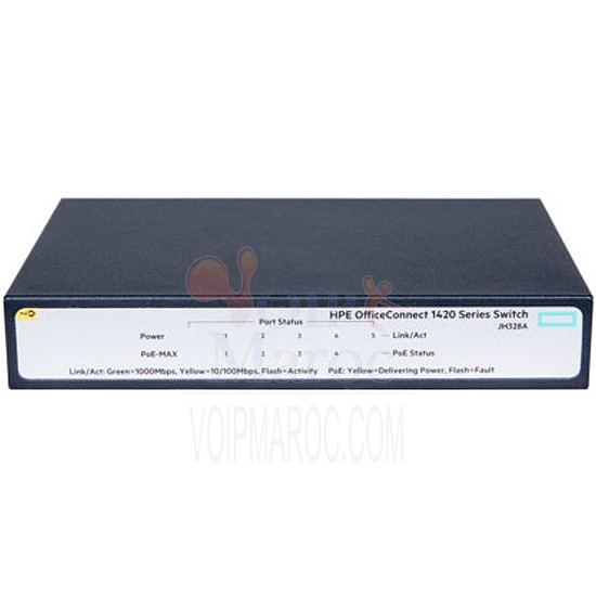 HPE 1420 5G PoE+ (32W) Switch [5 ports 10/100/1000 PoE+ JH328A