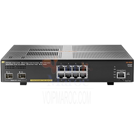 Switch manageable PoE+ 8 ports 10/100/1000 + 2 ports combo SFP+ JL258A