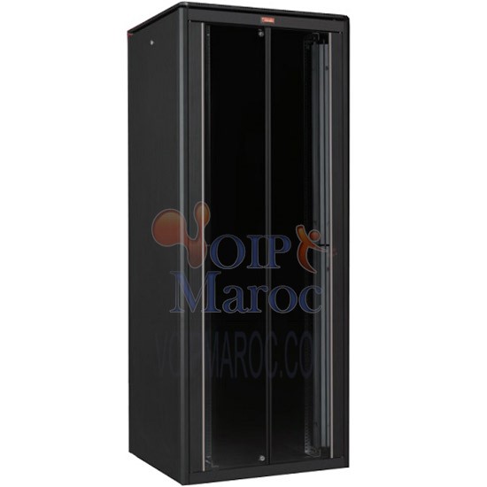Armoire DYNAmic 600/600 19" avec Porte en Verre 22U 26U 32U 36U 42U LN-FS22U6060-BL