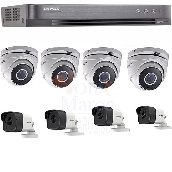 1 DVR Turbo + 4 Caméras Dôme Turbo HD + 4 Caméras 3MP Bullet Pack-8-HD