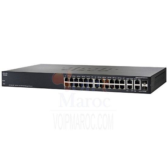 Switch manageable 24 ports 10/100 PoE+ 2 ports 10/100/1000 + 2 ports combo mini-GBIC SF300-24PP-K9-EU