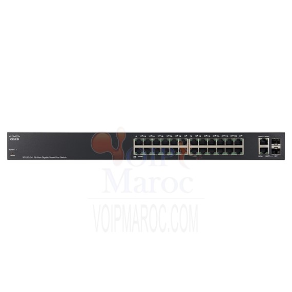 Switch 24 x 10/100/1000 + 2 x SFP Gigabit combiné Géré SG220-26-K9-EU