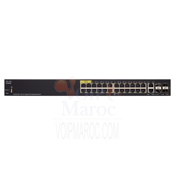 Switch 24 x 10/100/1000 (PoE+) + 2 x Gigabit SFP + 2 x SFP Gigabit combiné SG350-28P-K9-EU