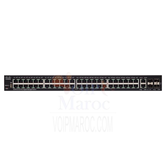 Switch C3 Géré 48 x 10/100/1000 + 2 x SFP Gigabit combiné + 2 x Gigabit SFP Montable sur rack SG350-52-K9-EU