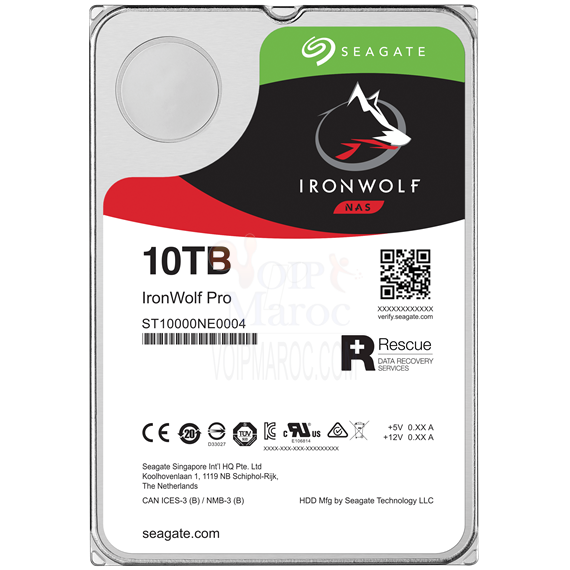 Disque Dur Interne IronWolf PRO 10 To 3.5" SATA III 256 Mo ST10000NE0004