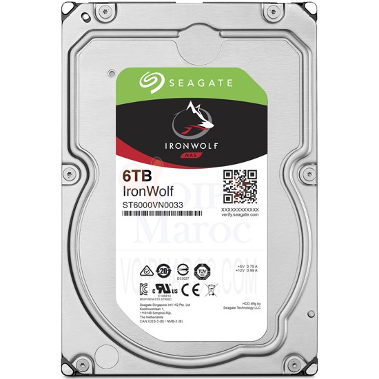 Disque Dur 3.5" 6 To 7200 RPM 256 Mo Serial ATA 6 Gb/s pour NAS ST6000VN0033