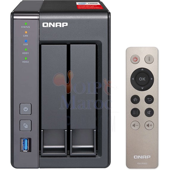 QNAP TS-251+-2G Serveur NAS 2 baies multimédia Kodi avec 2 Go de RAM (sans disque dur) TS-251P-2G