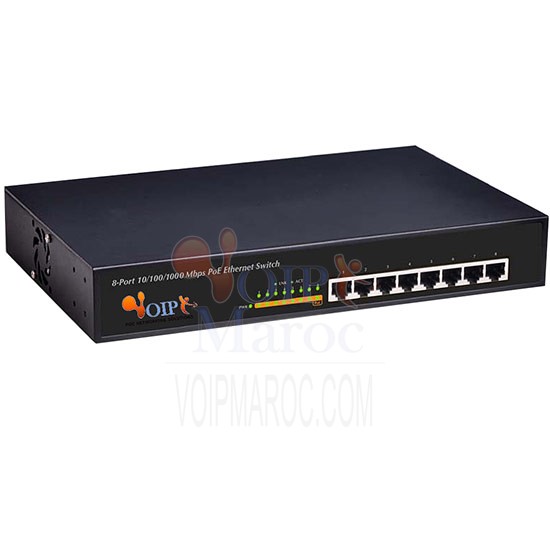 8 ports 10/100Mbps Fast Ethernet Unmanaged Switch PoE avec Adaptateur D