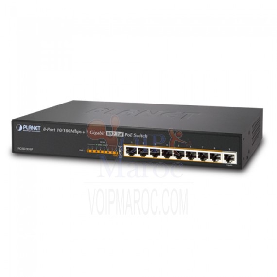 switch HP 8P PoE 10/100 120W + 1 Gigabit NVR FGSD-910P