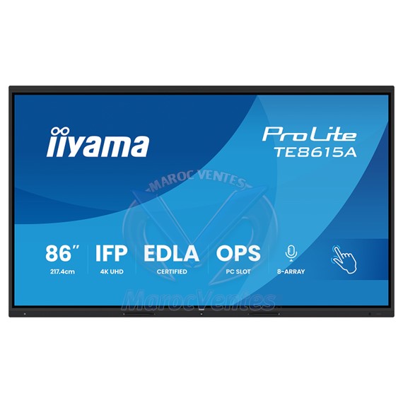 Écran Interactif Tactile 86 POUCES Multipoint 4K UHD Certification Google EDLA IIYAMA PROLITE TE8615A-B1AG TE8615A-B1AG
