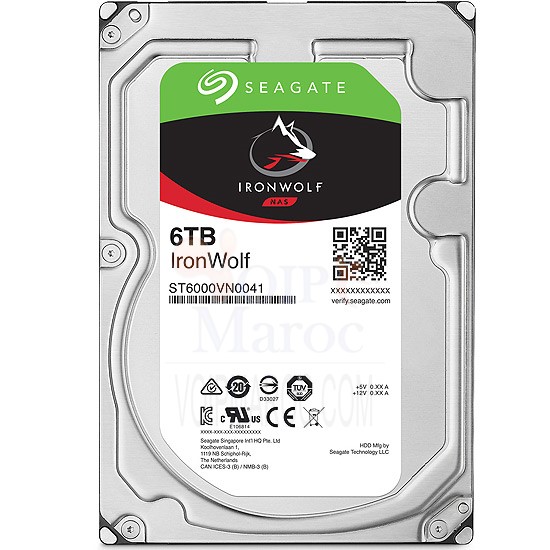 Disque Dur IronWolf 3.5" 6 To SATA III 128 Mo pour NAS ST6000VN0041